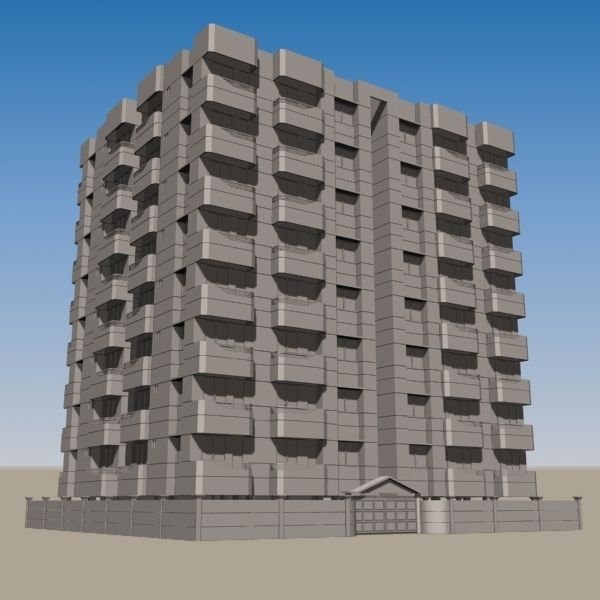 4 Apartment Buildings Pack 3D model_9