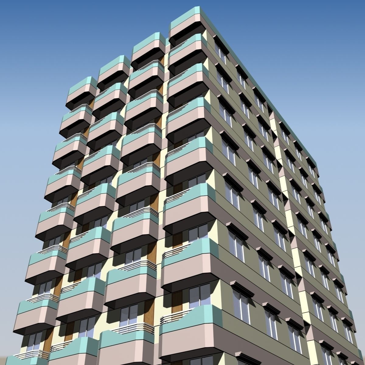 4 Apartment Buildings Pack 3D model_12