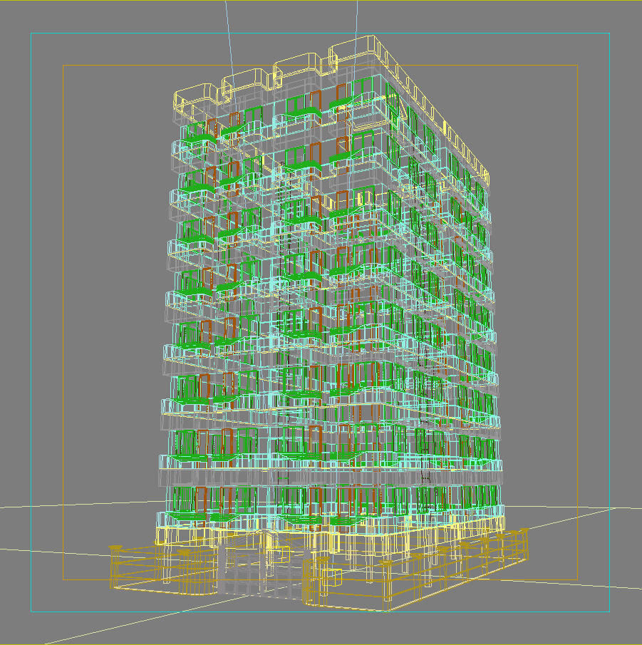 4 Apartment Buildings Pack 3D model_15