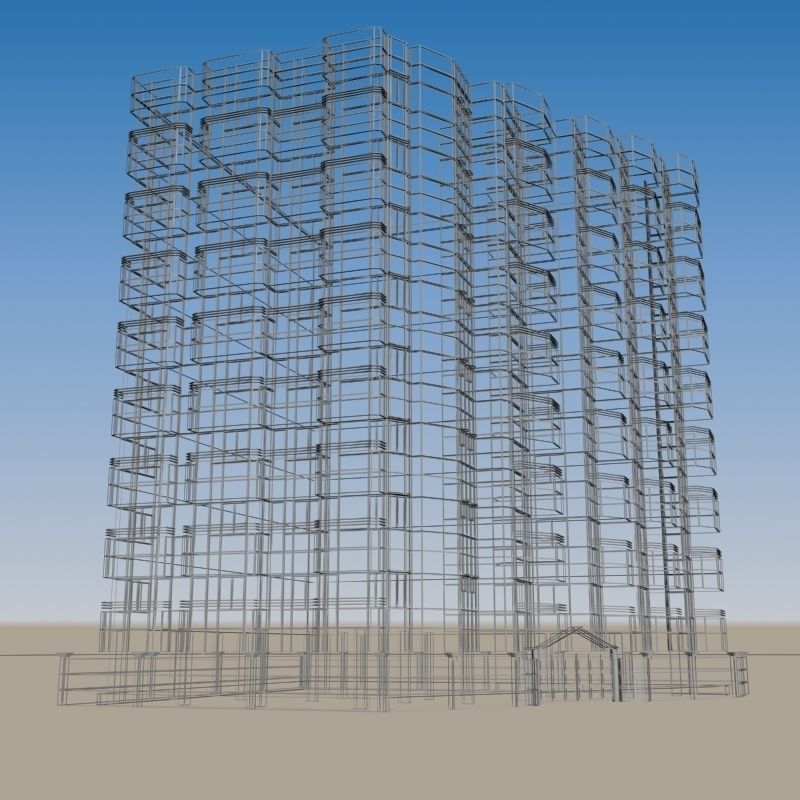 4 Apartment Buildings Pack 3D model_5