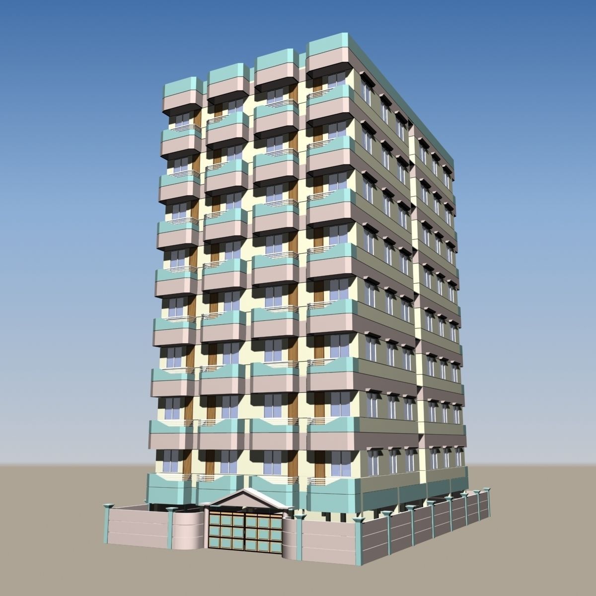 4 Apartment Buildings Pack 3D model_11