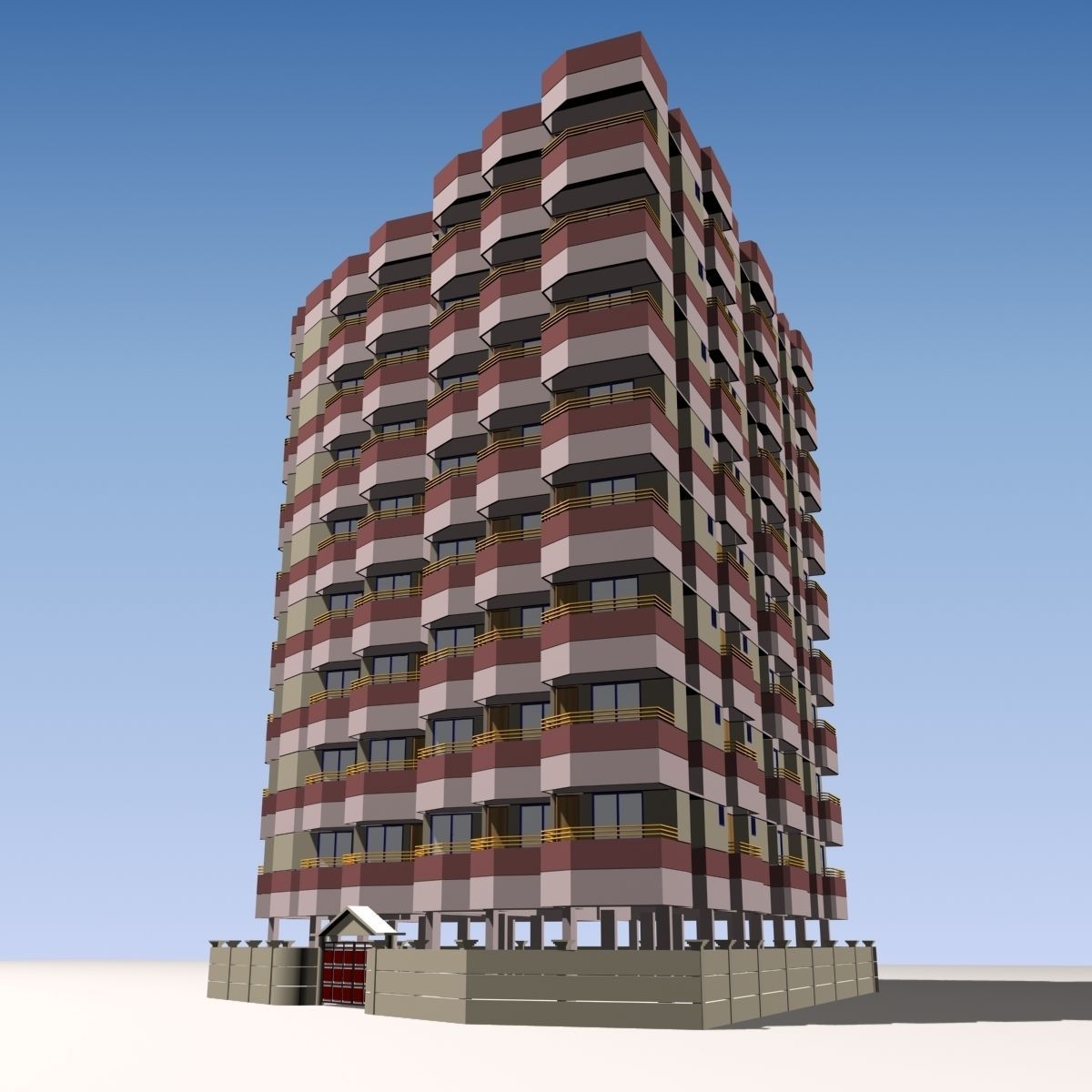 4 Apartment Buildings Pack 3D model_16