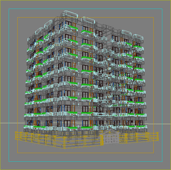 4 Apartment Buildings Pack 3D model_10