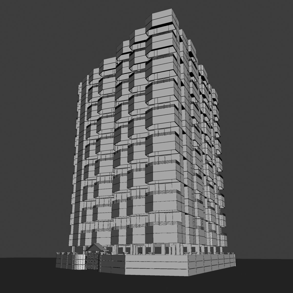 4 Apartment Buildings Pack 3D model_20