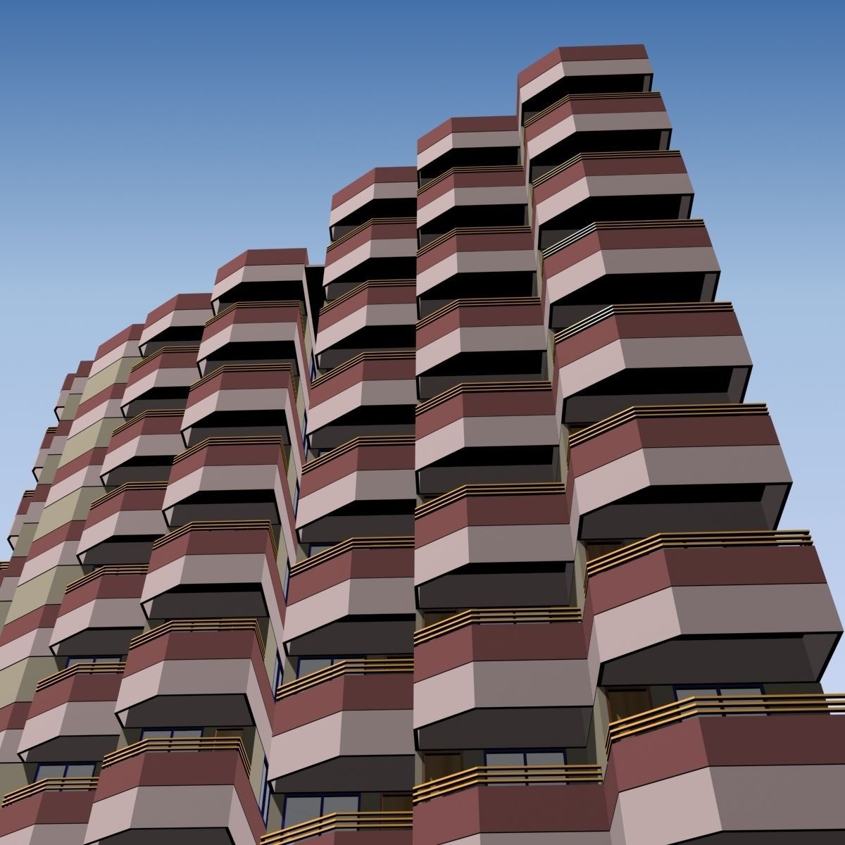 4 Apartment Buildings Pack 3D model_18