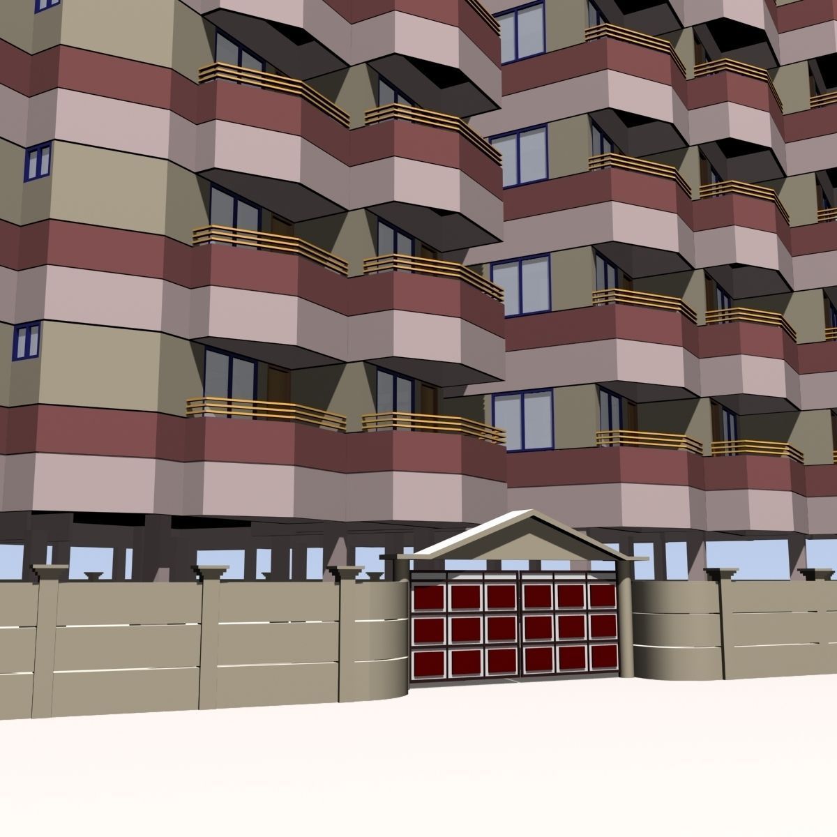 4 Apartment Buildings Pack 3D model_19
