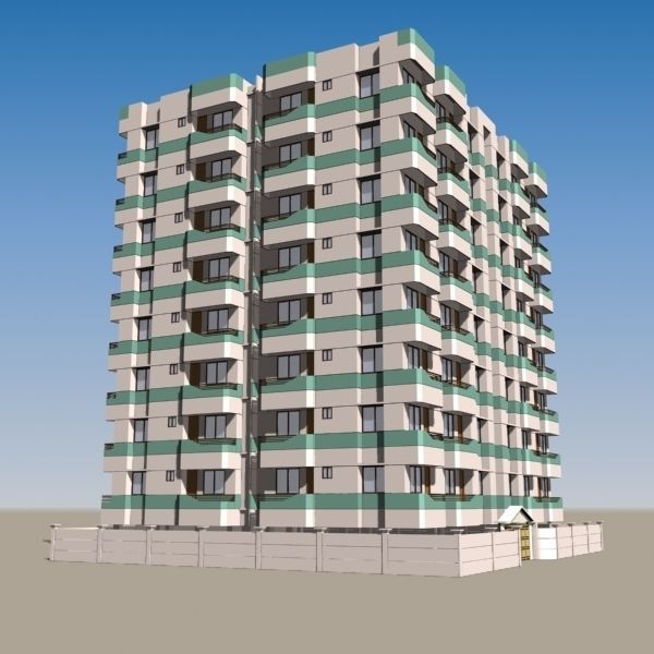 4 Apartment Buildings Pack 3D model_6