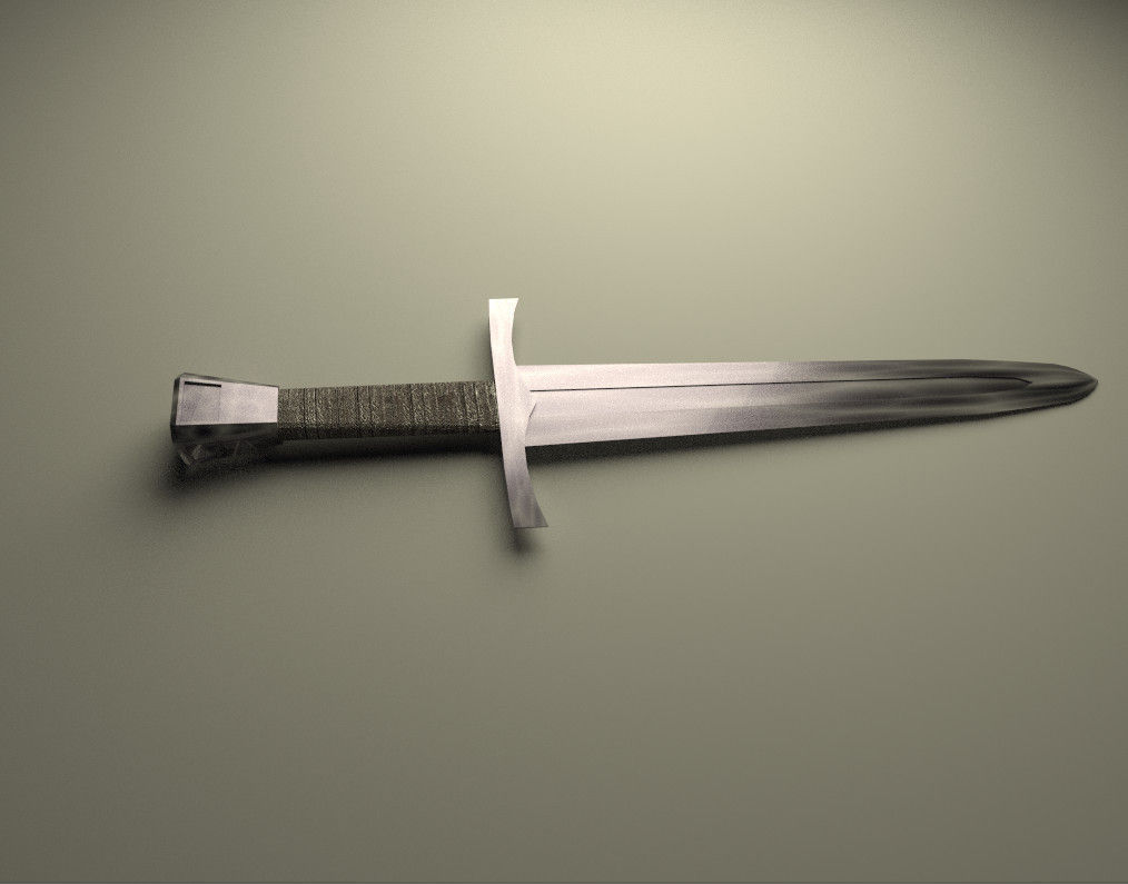 medieval dagger Low-poly 3D model_1