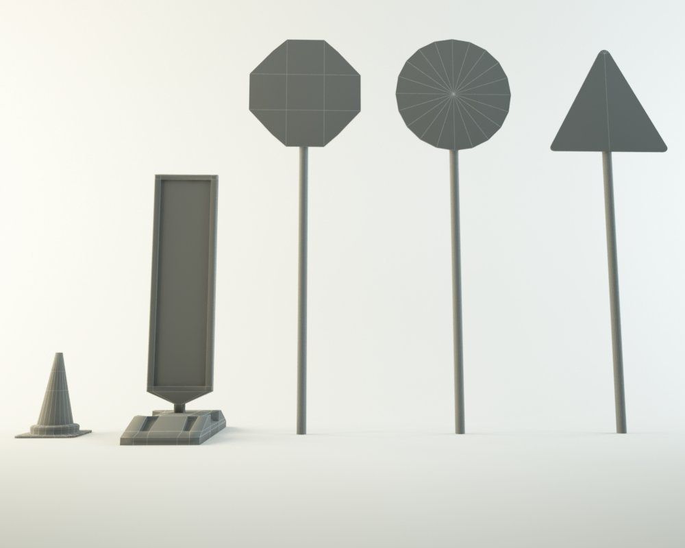 Road work signs 3D model_1