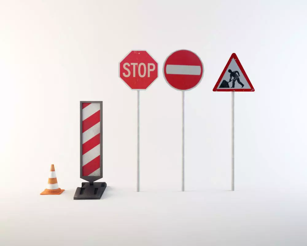 Road work signs 3D model_0