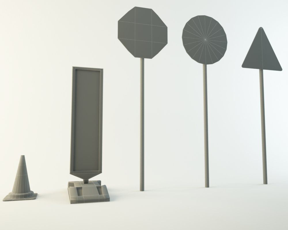 Road work signs 3D model_2