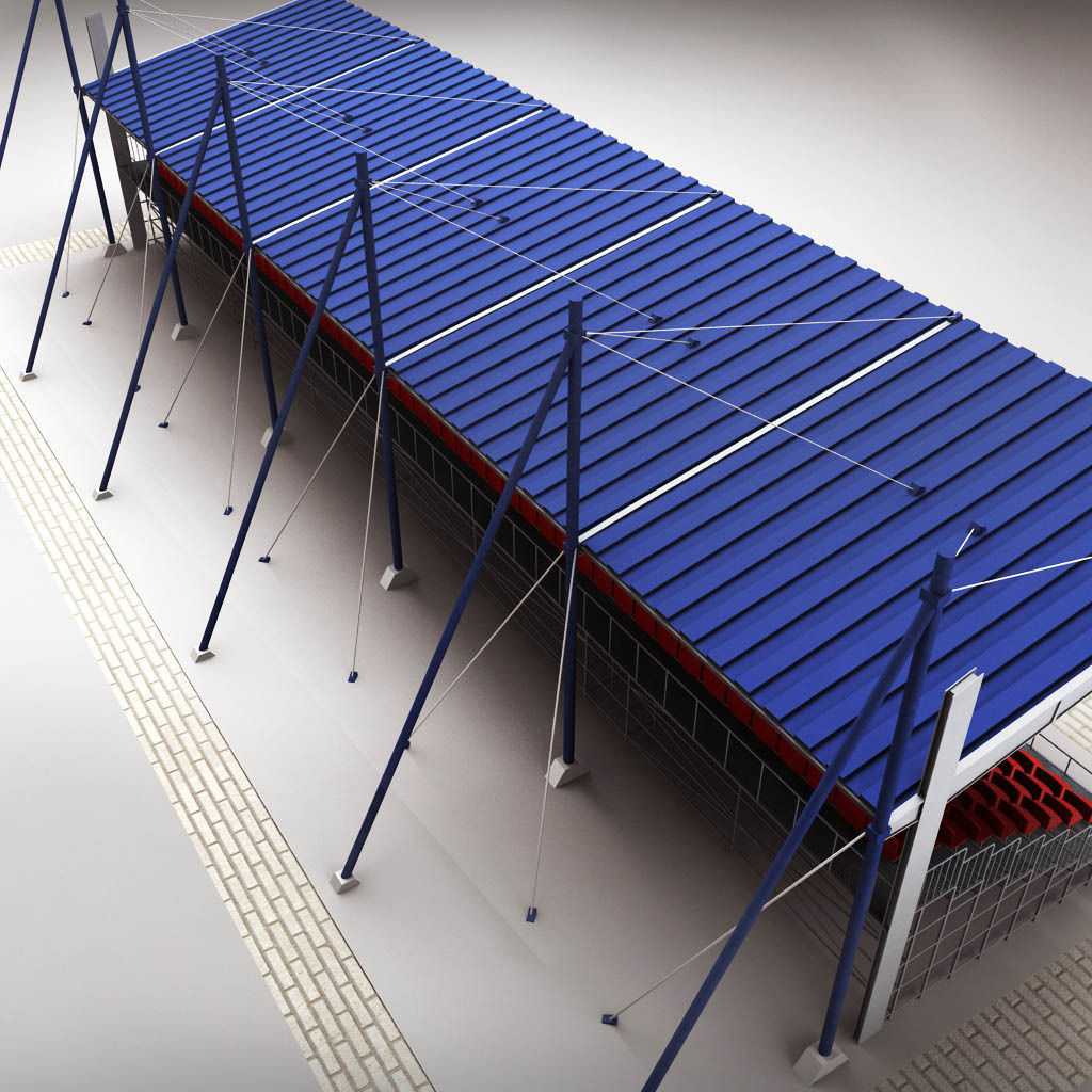 Stadium Seating Tribune Canopy 2 3D model_2