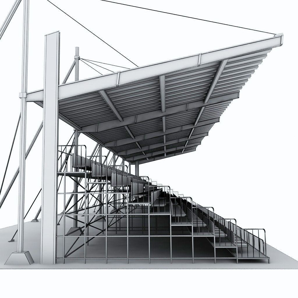 Stadium Seating Tribune Canopy 2 3D model_6