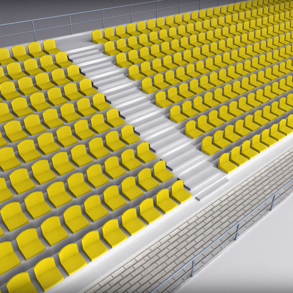 Stadium Concrete Seating Tribune 3D model_4