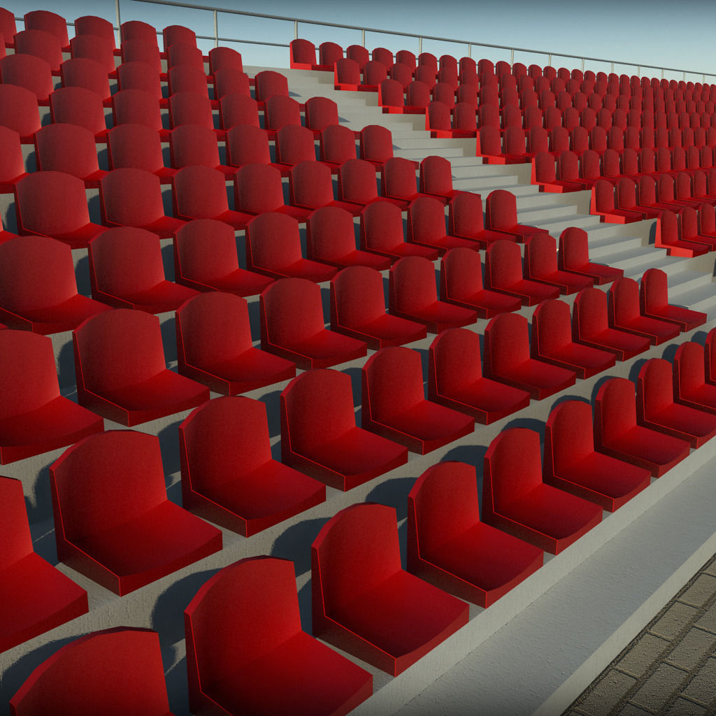 Stadium Concrete Seating Tribune 3D model_1