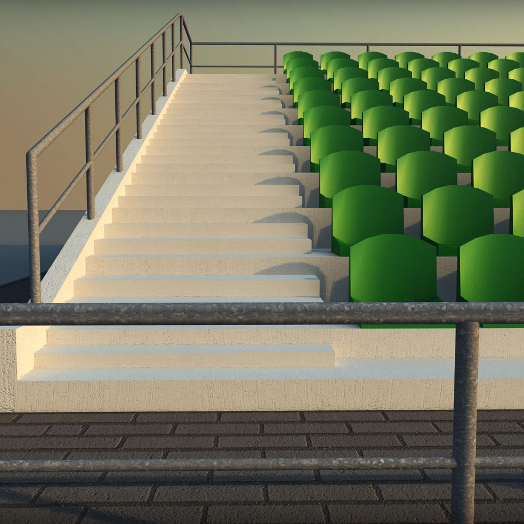 Stadium Concrete Seating Tribune 3D model_2