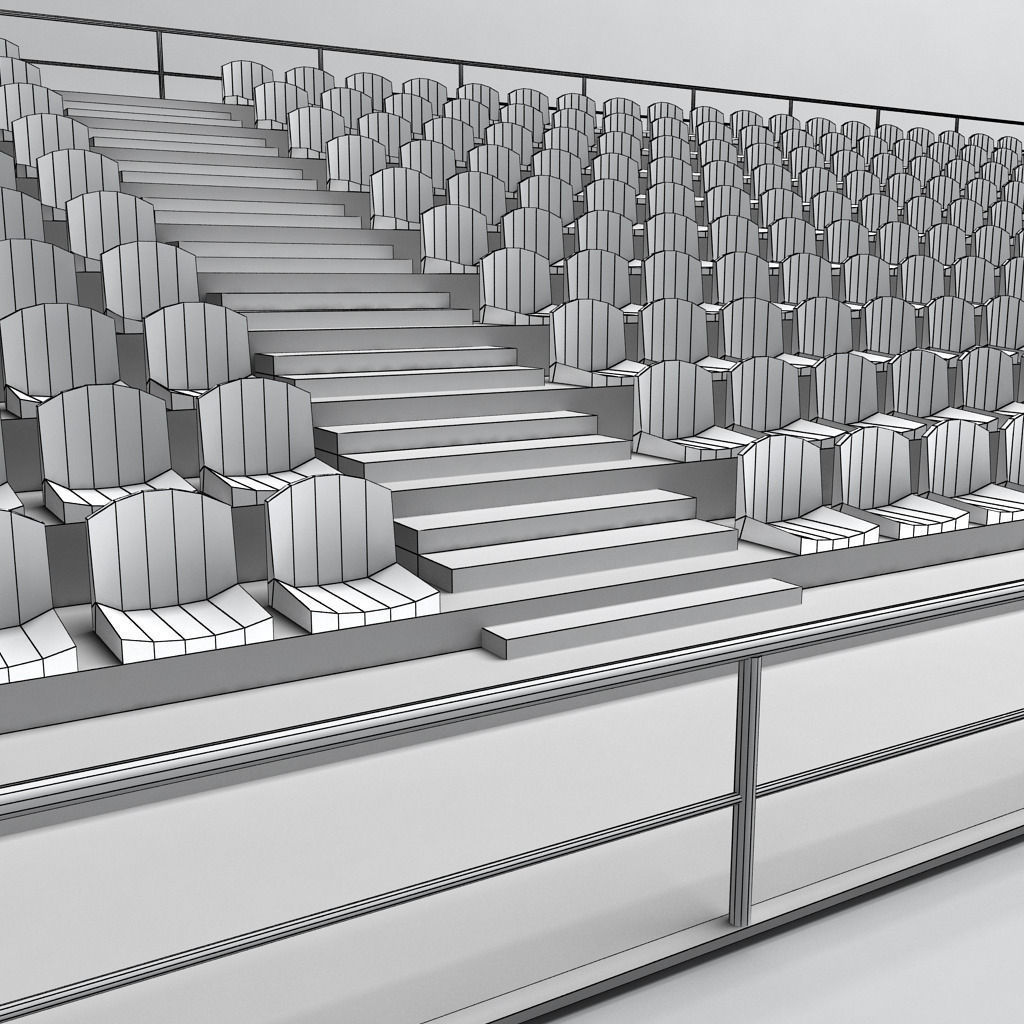 Stadium Concrete Seating Tribune 3D model_9