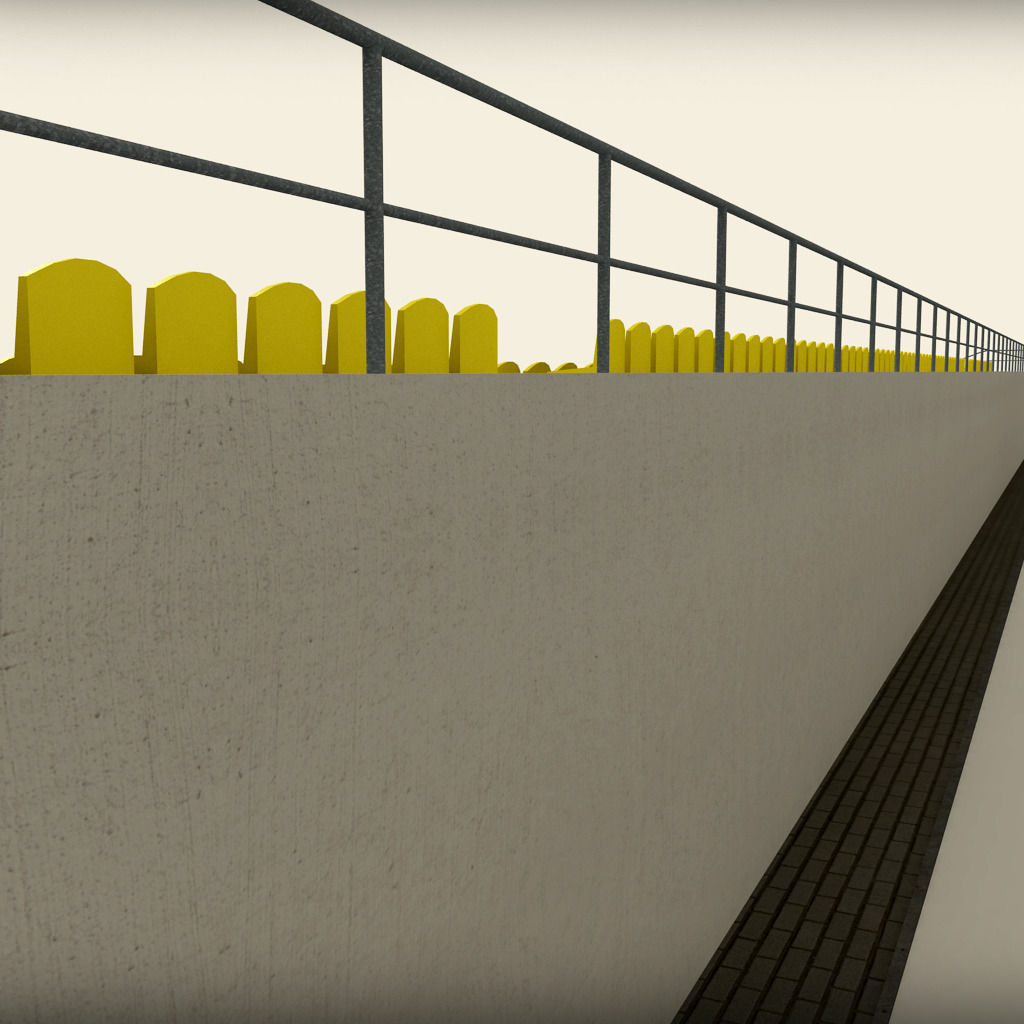 Stadium Concrete Seating Tribune 3D model_7