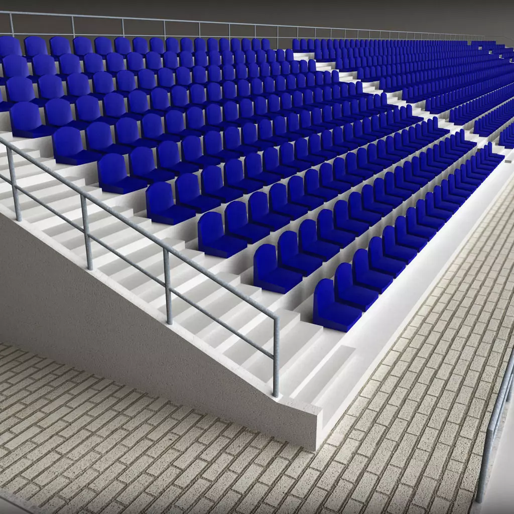 Stadium Concrete Seating Tribune 3D model_0