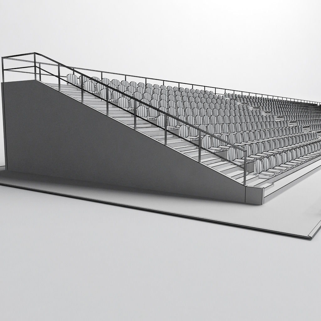 Stadium Concrete Seating Tribune 3D model_8