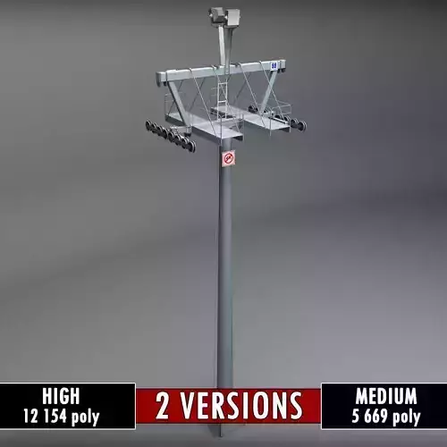Ski lift mountain pole medium high poly 3D model