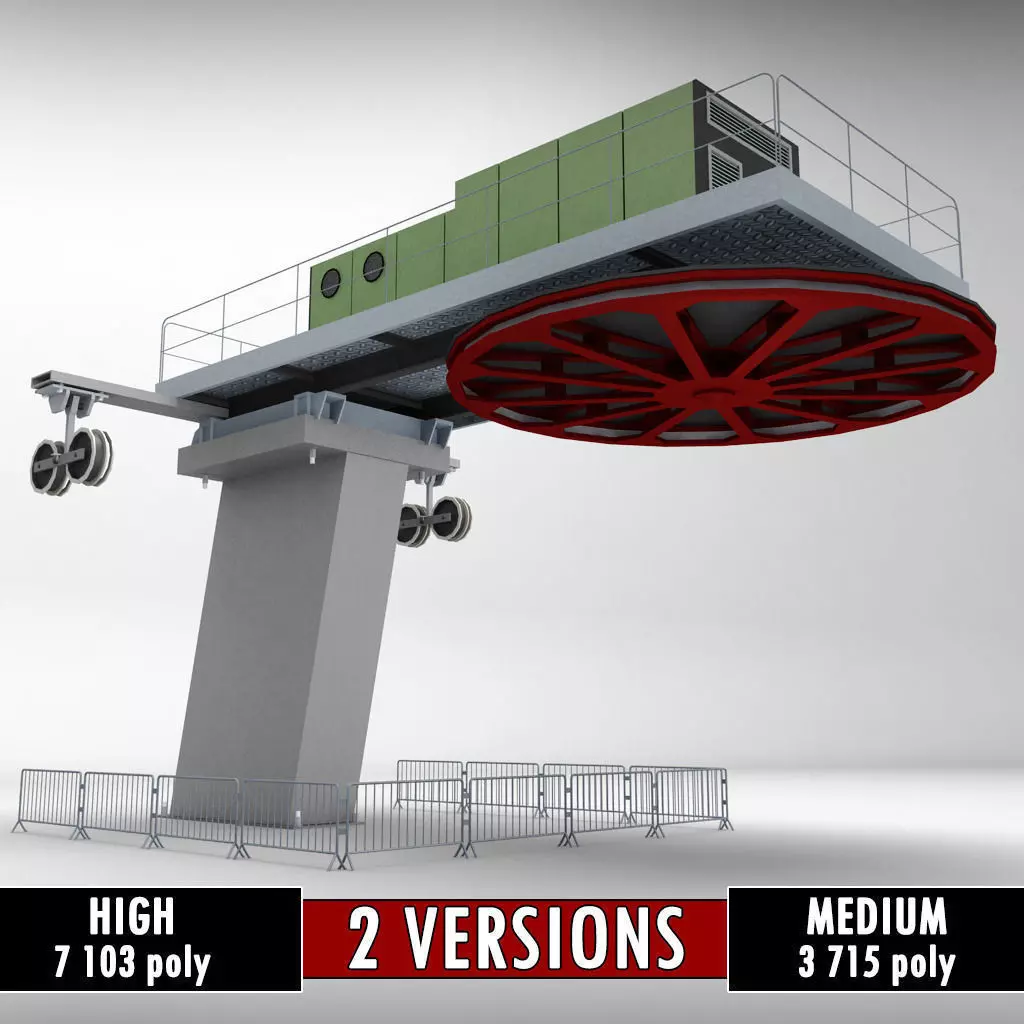 Ski lift cableway pillars 2 3D model_0