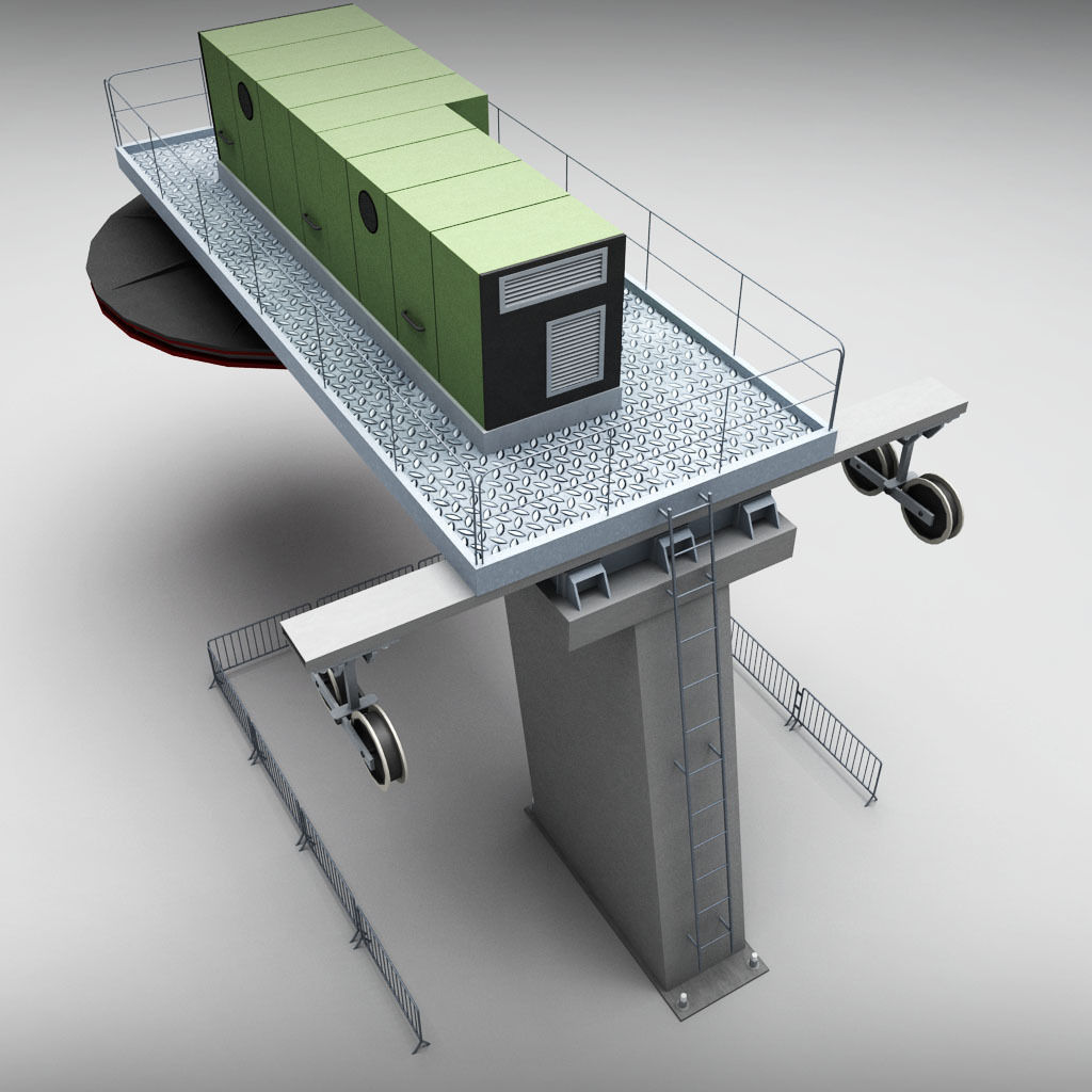 Ski lift cableway pillars 2 3D model_1