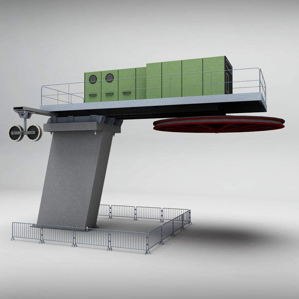 Ski lift cableway pillars 2 3D model_2