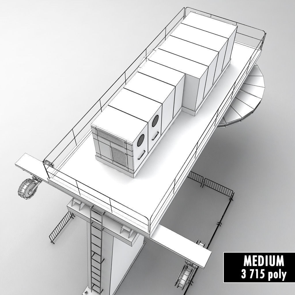 Ski lift cableway pillars 2 3D model_11