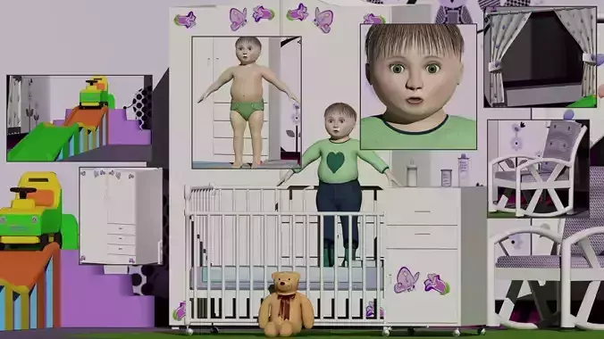 Baby or Toddler With Room Set Unisex 3D model