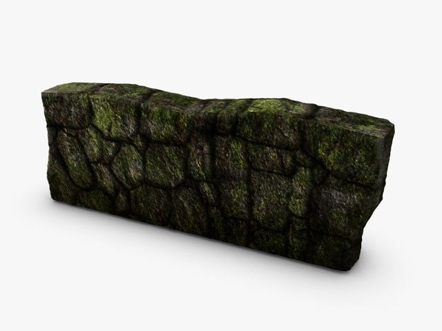 Mossy Rockwall Lowpoly 3D model_3