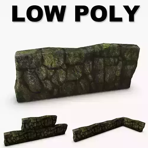 Mossy Rockwall Lowpoly
