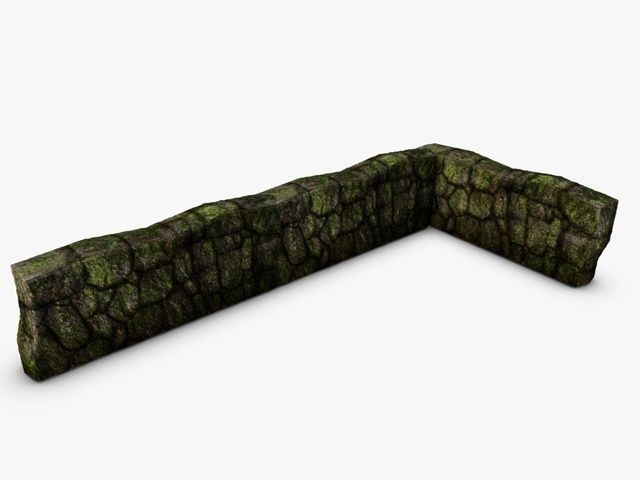 Mossy Rockwall Lowpoly 3D model_1