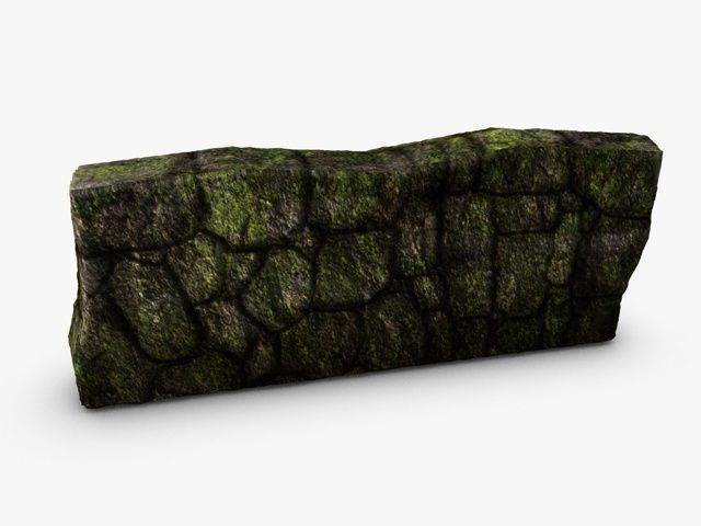 Mossy Rockwall Lowpoly 3D model_5