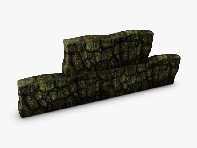 Mossy Rockwall Lowpoly 3D model_2