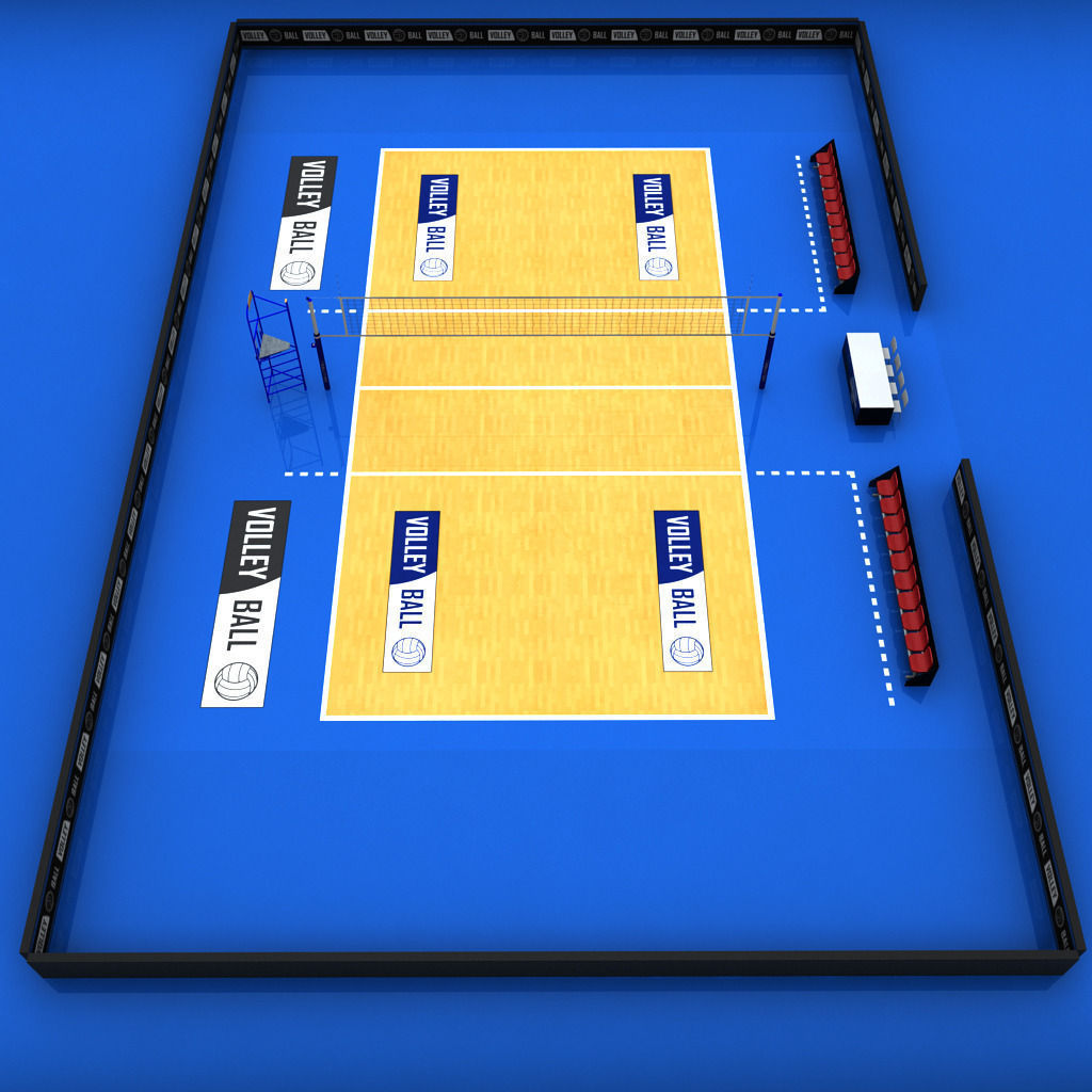 Volleyball court high detail low poly Low-poly 3D model_6
