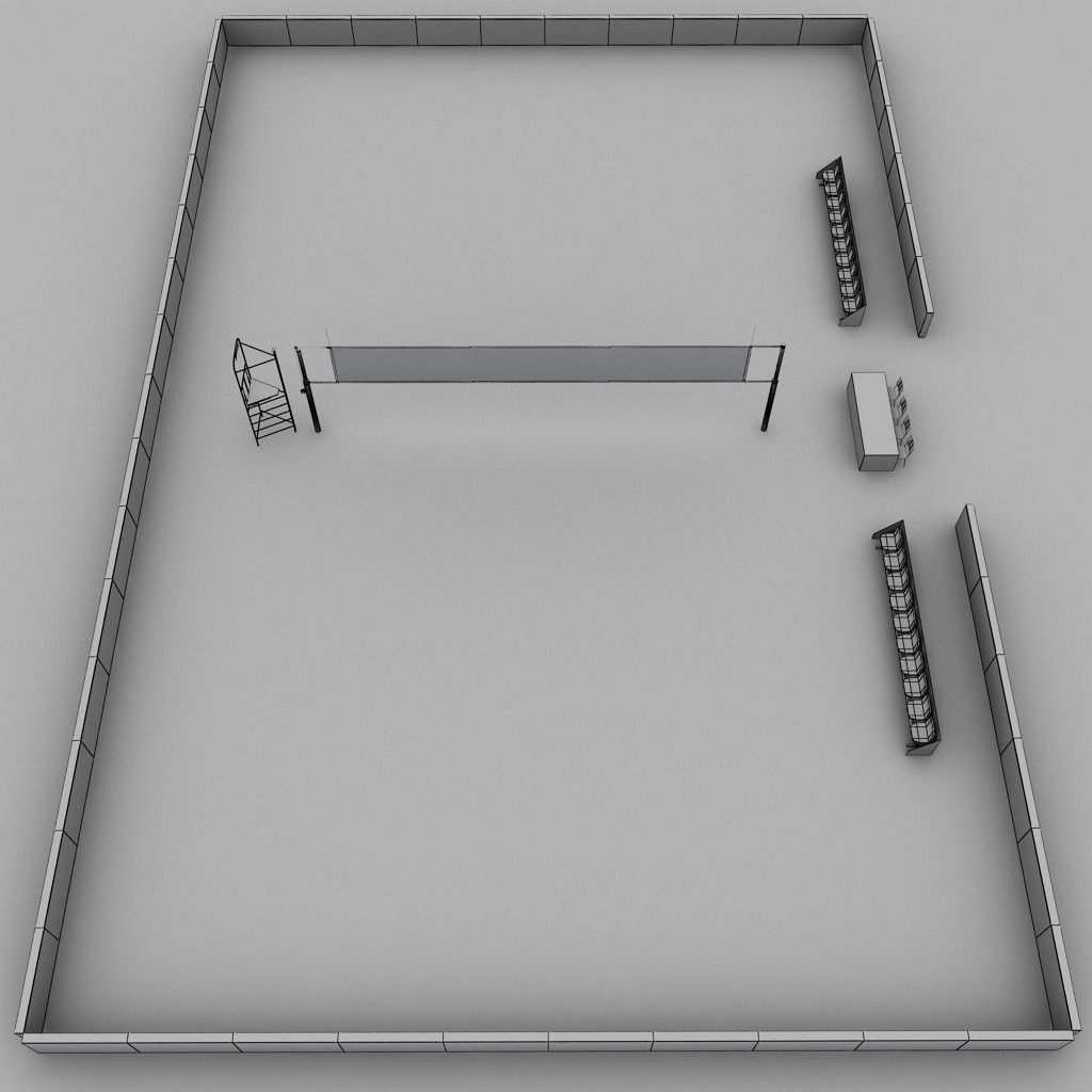 Volleyball court high detail low poly Low-poly 3D model_17