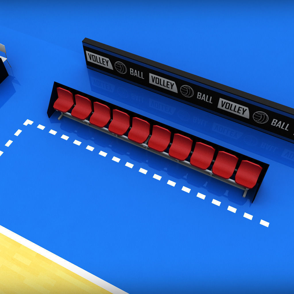 Volleyball court high detail low poly Low-poly 3D model_4