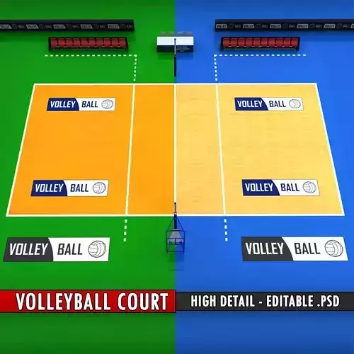 Volleyball court high detail low poly Low-poly 3D model