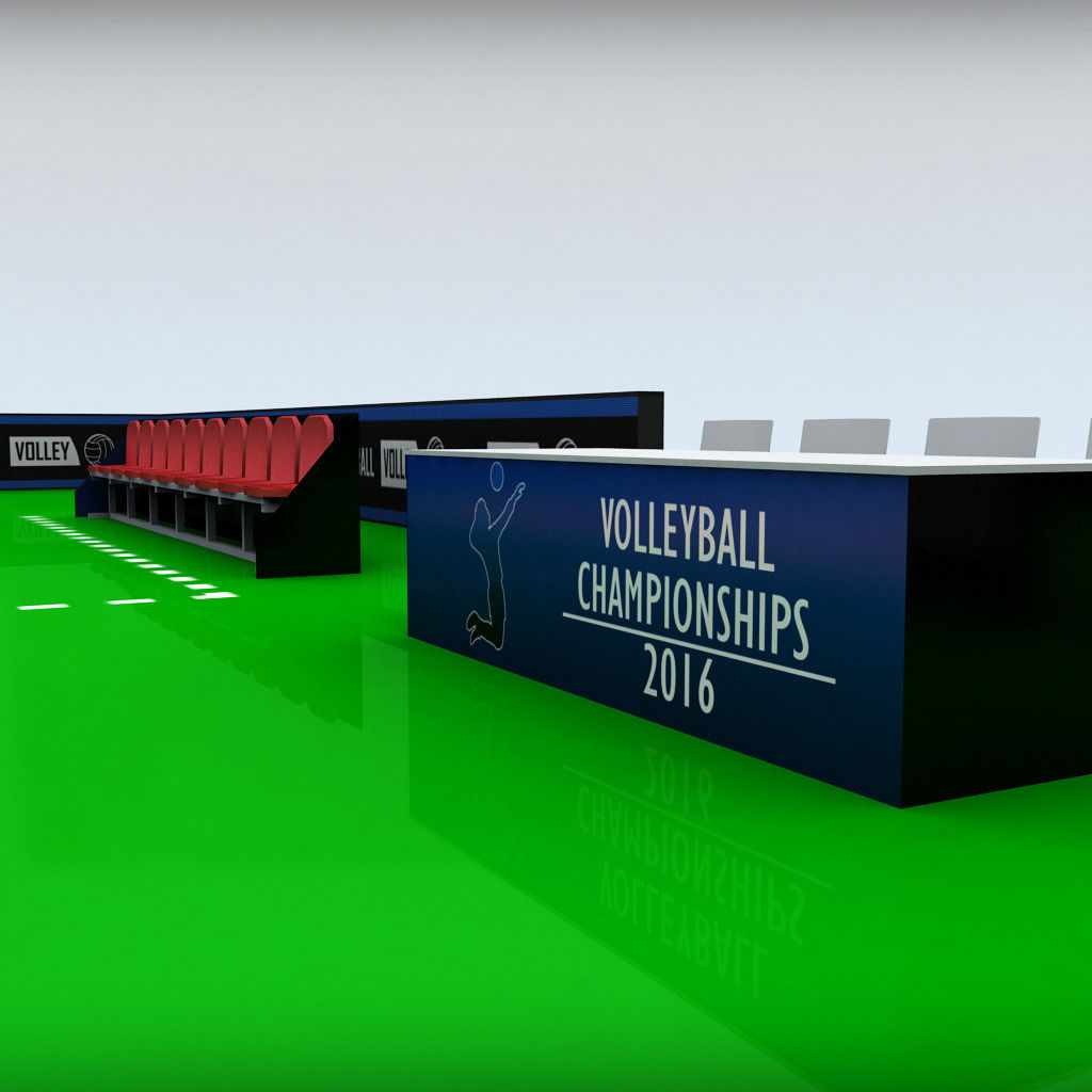 Volleyball court high detail low poly Low-poly 3D model_9