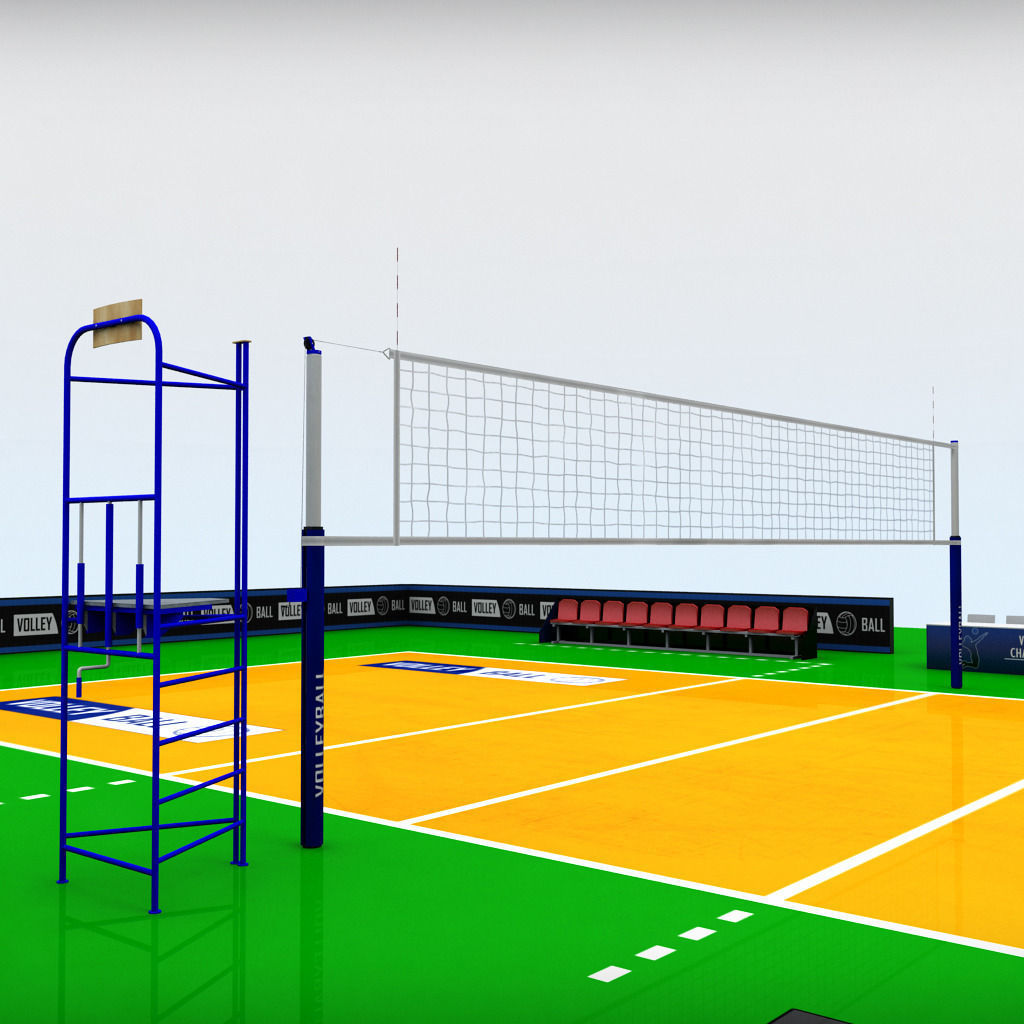 Volleyball court high detail low poly Low-poly 3D model_3