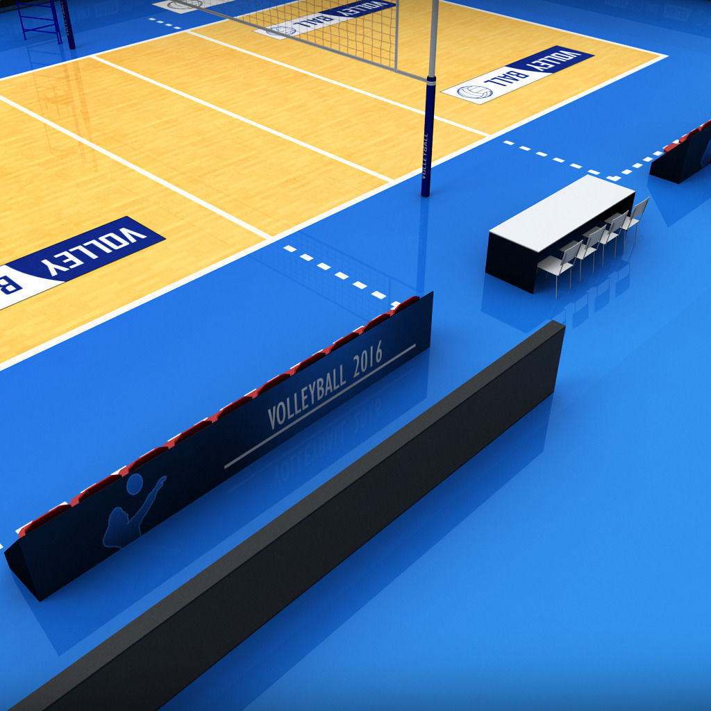 Volleyball court high detail low poly Low-poly 3D model_10