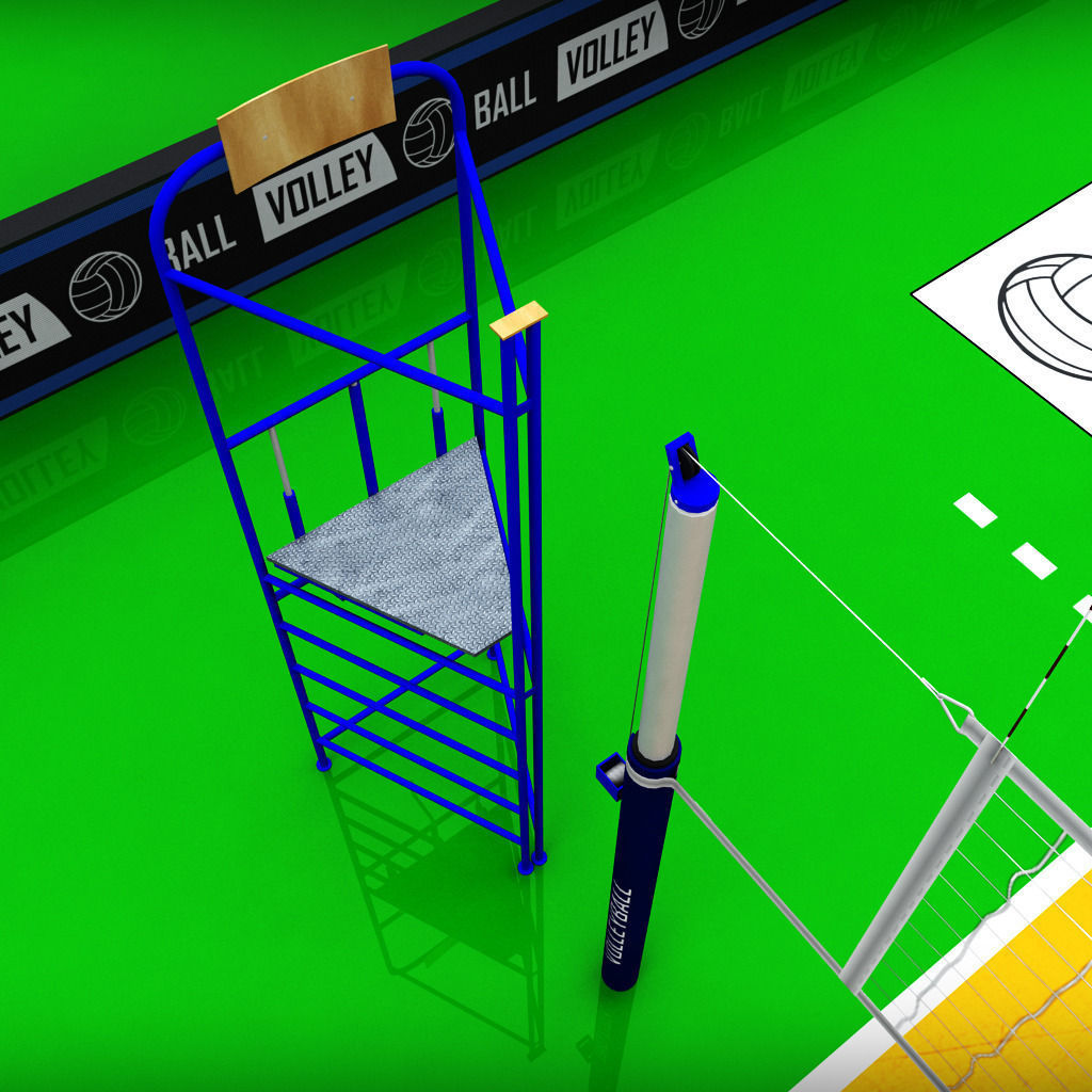 Volleyball court high detail low poly Low-poly 3D model_7