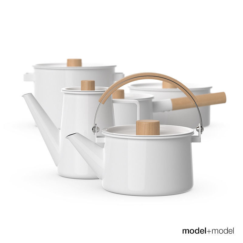 Kaico Enamel kitchenware set 3D model_4