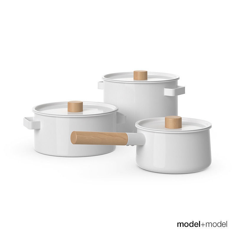 Kaico Enamel kitchenware set 3D model_2