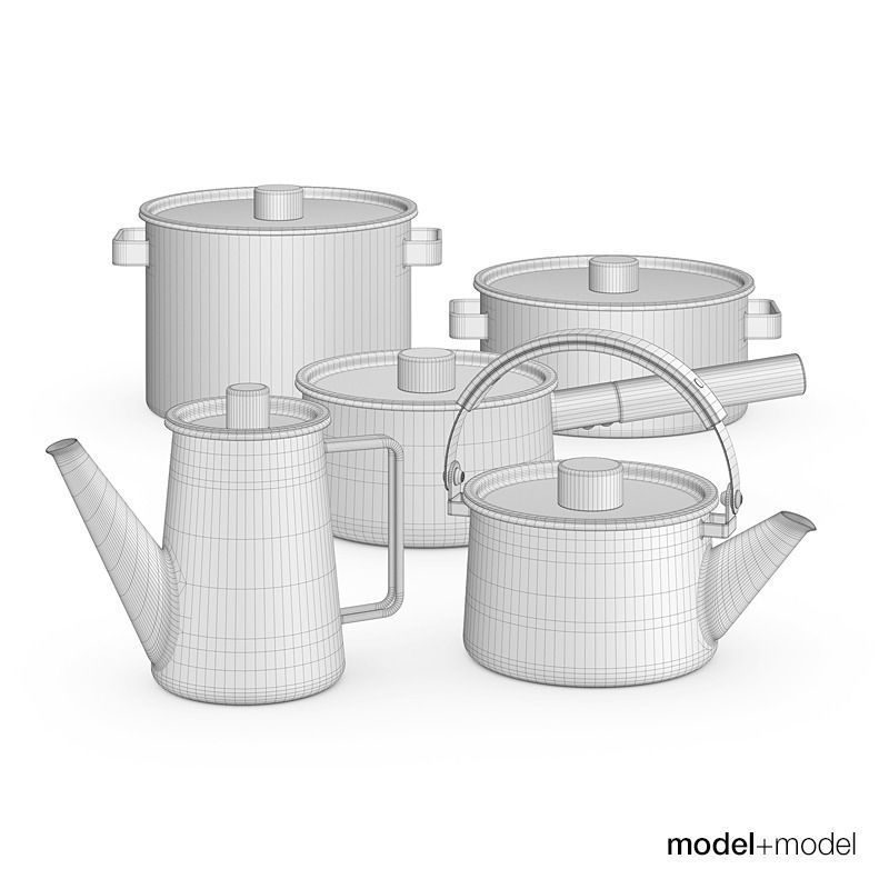 Kaico Enamel kitchenware set 3D model_6
