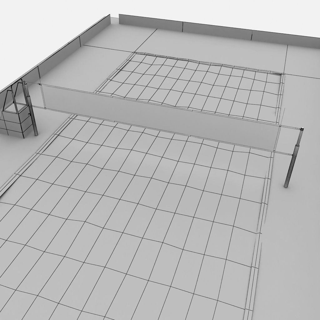 Beach volleyball court low poly Low-poly 3D model_12
