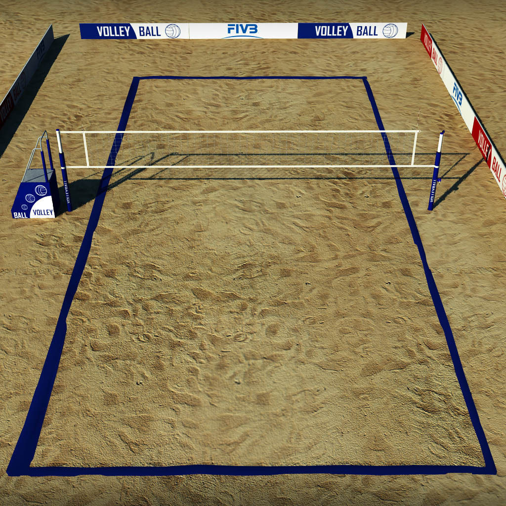 Beach volleyball court low poly Low-poly 3D model_5