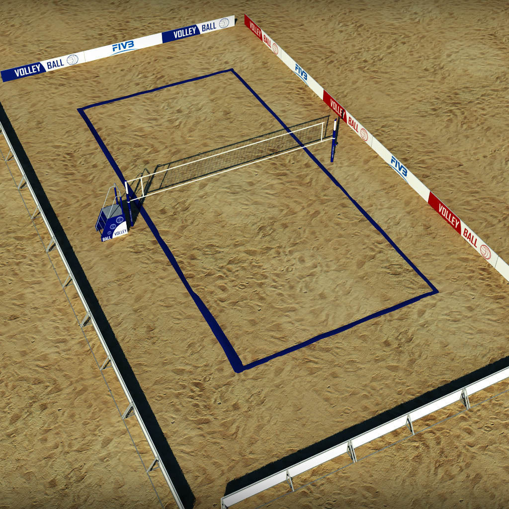 Beach volleyball court low poly Low-poly 3D model_4