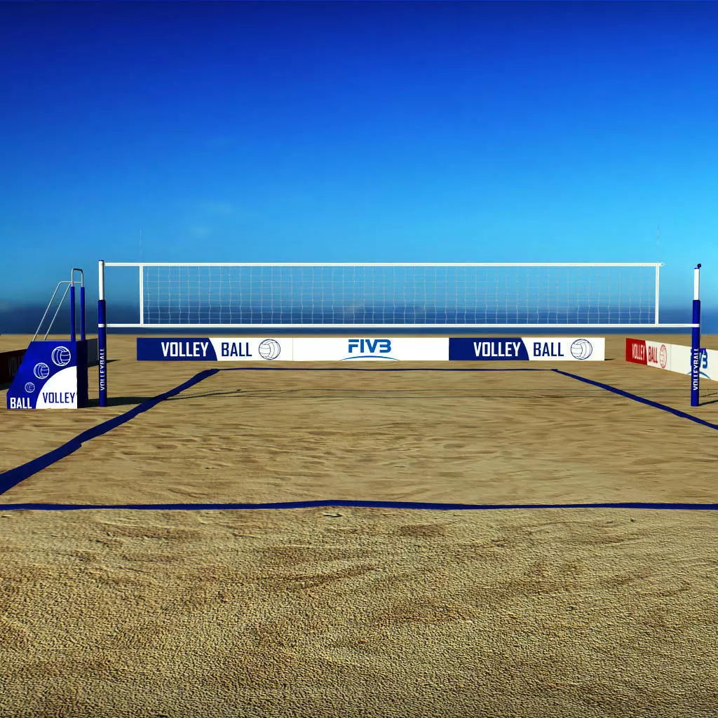 Beach volleyball court low poly Low-poly 3D model_0